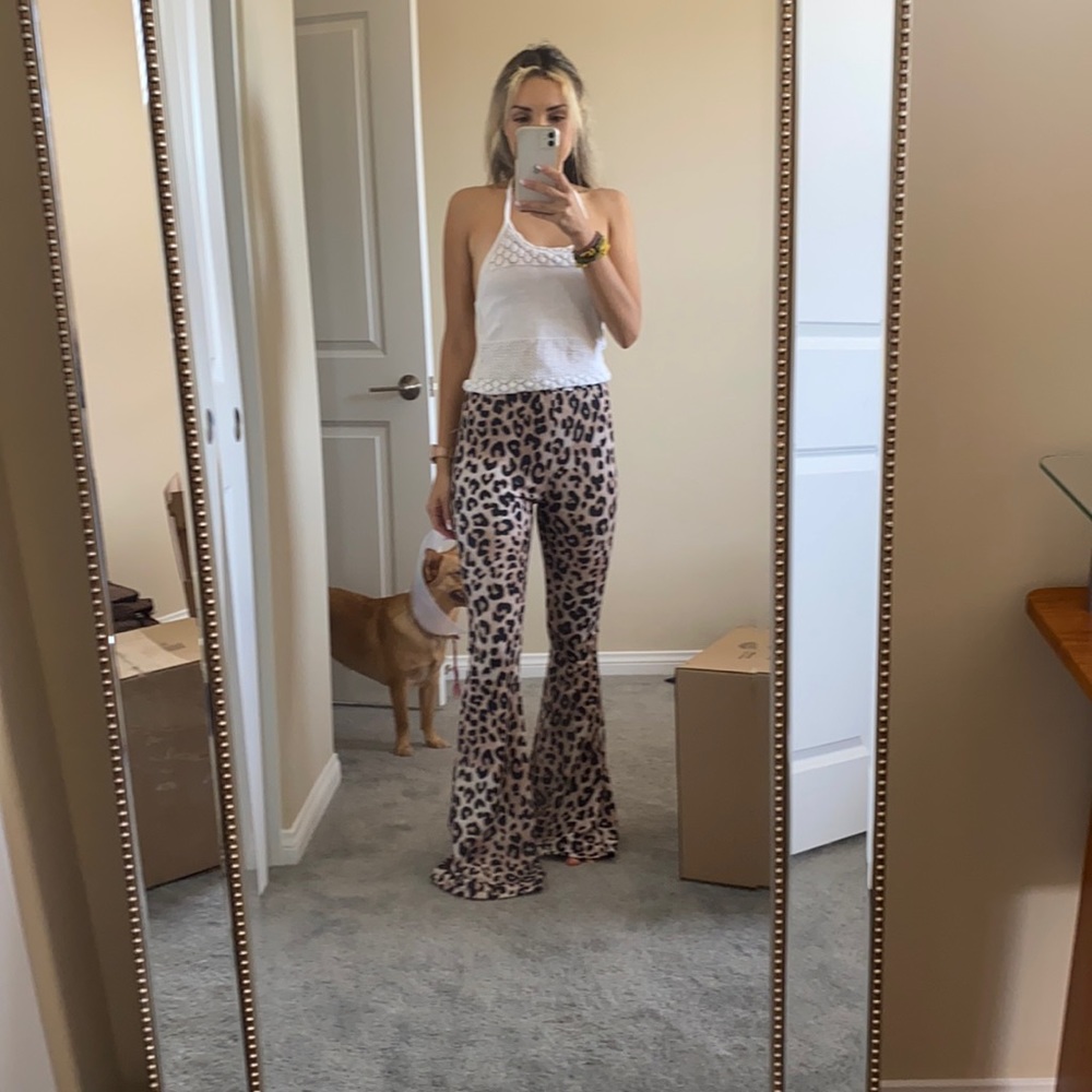 Leopard Print Flare Pants